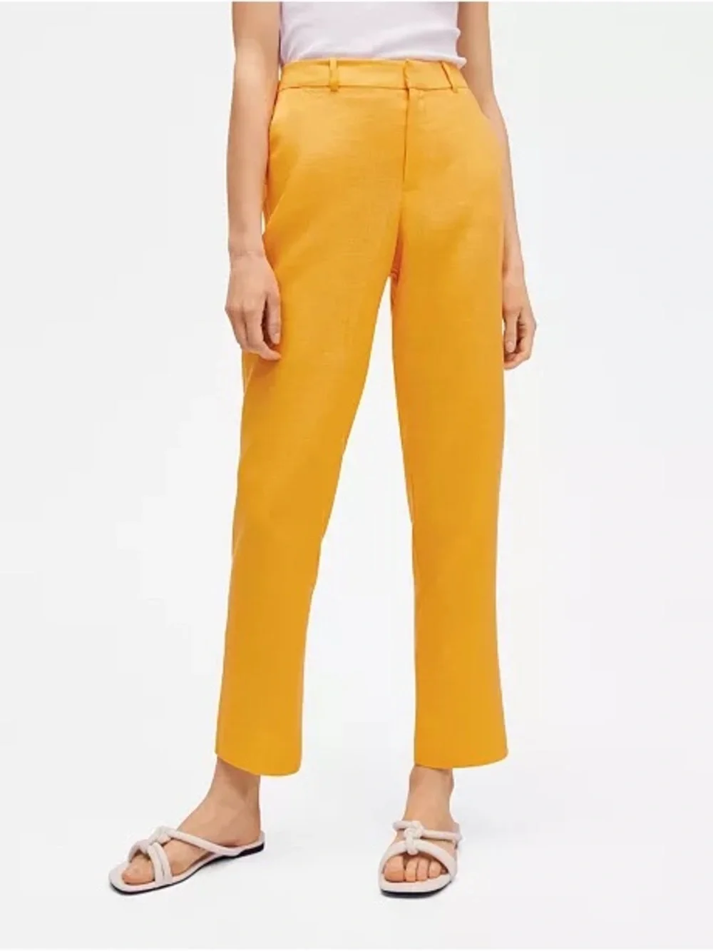 Mango High-Rise Linen Pants